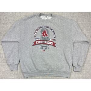Boston Red Sox Sweatshirt Mens Large Gray MLB Baseball 2007 World Series Champs